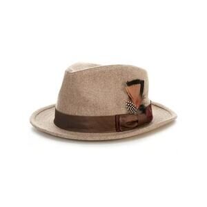 Daniel Cremieux 38 Blue Label Wool Blend Fedora Hat Small/Medium Taupe NEW